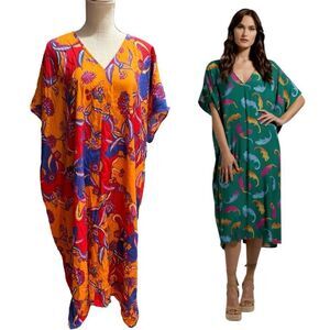 ModCloth My Chillest Thrill Kaftan Dress In Vibrant Multicolor Size S